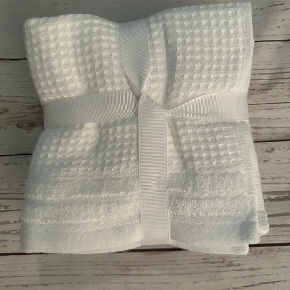 🎁9 PC Hotel Balfour Oversized Bath Towel Set- Cotton- White Waffle Texture